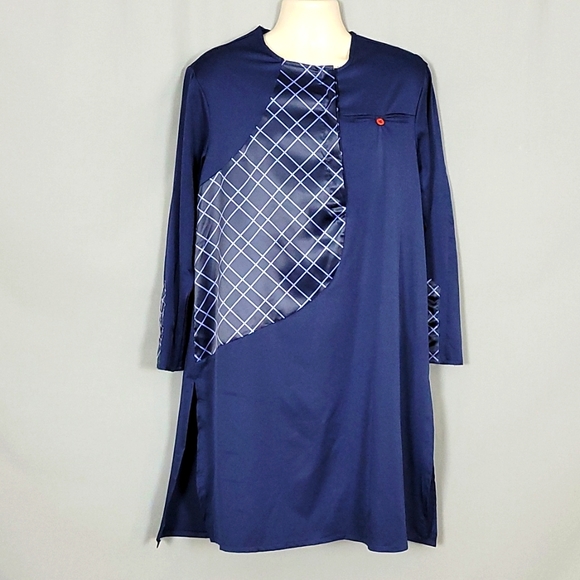 Men's Long Sleeve African Printed Dashiki - Navy - Picture 2 of 6